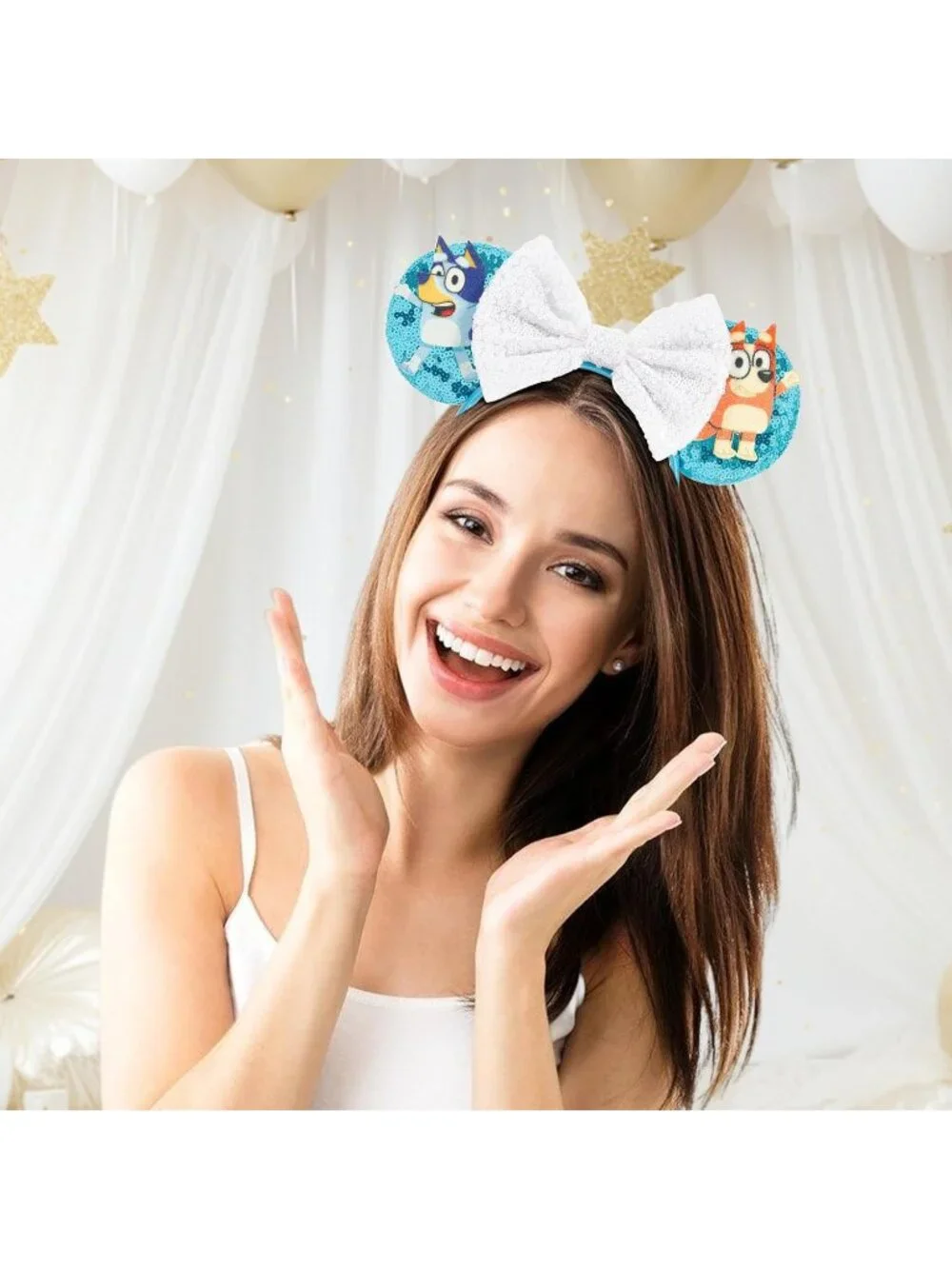 Women Bule Cartoon Mickey Mouse Costume Headband For Cosplay